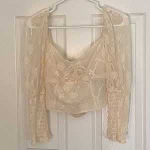 H&M Floral Mesh Off-Shoulder Top